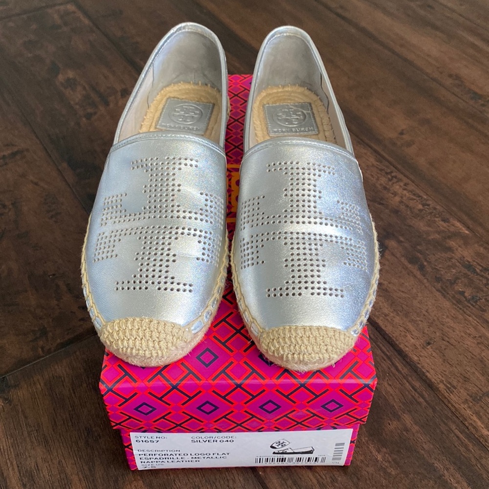 TORY BURCH ESPADRILLE - METALLIC NAPPA LEATHER